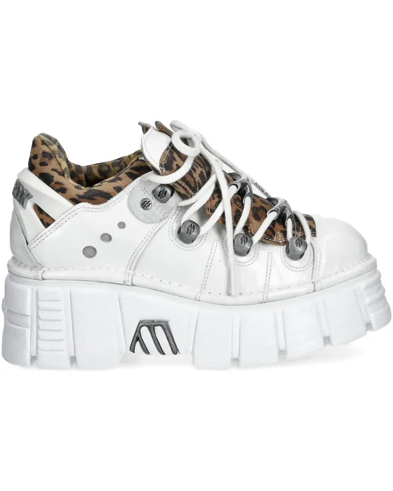 New Rock Plateau-Sneakers mit Leopardenmuster 60mm - Weiß Weiß