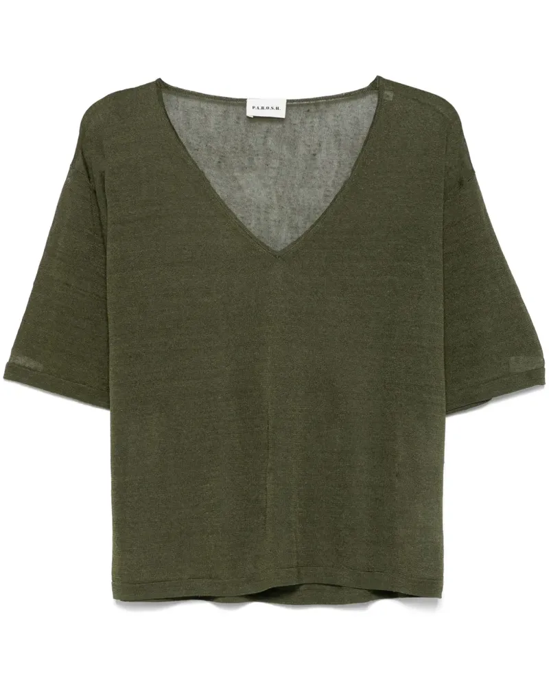 P.A.R.O.S.H. Fein gestrickte Bluse - Grün Grün
