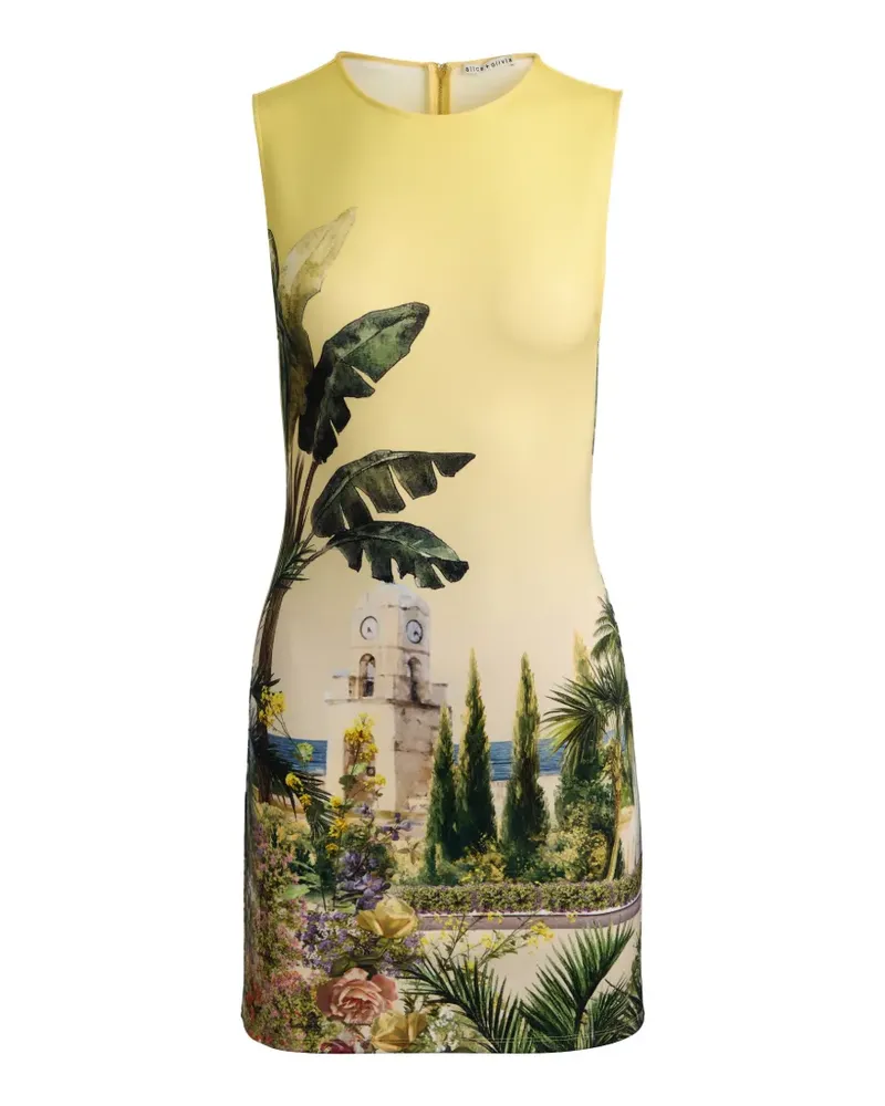 Alice + Olivia Wynell landscape-print mini dress - Gelb Gelb