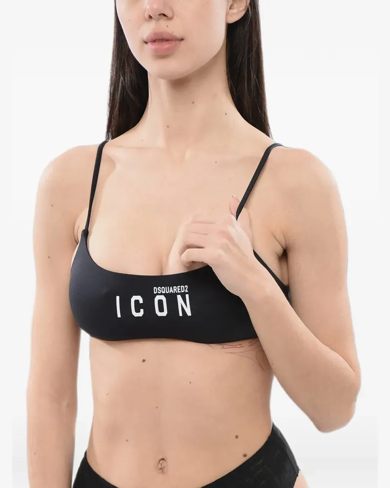 Dsquared2 Icon Bikinioberteil mit Logo - Schwarz Schwarz