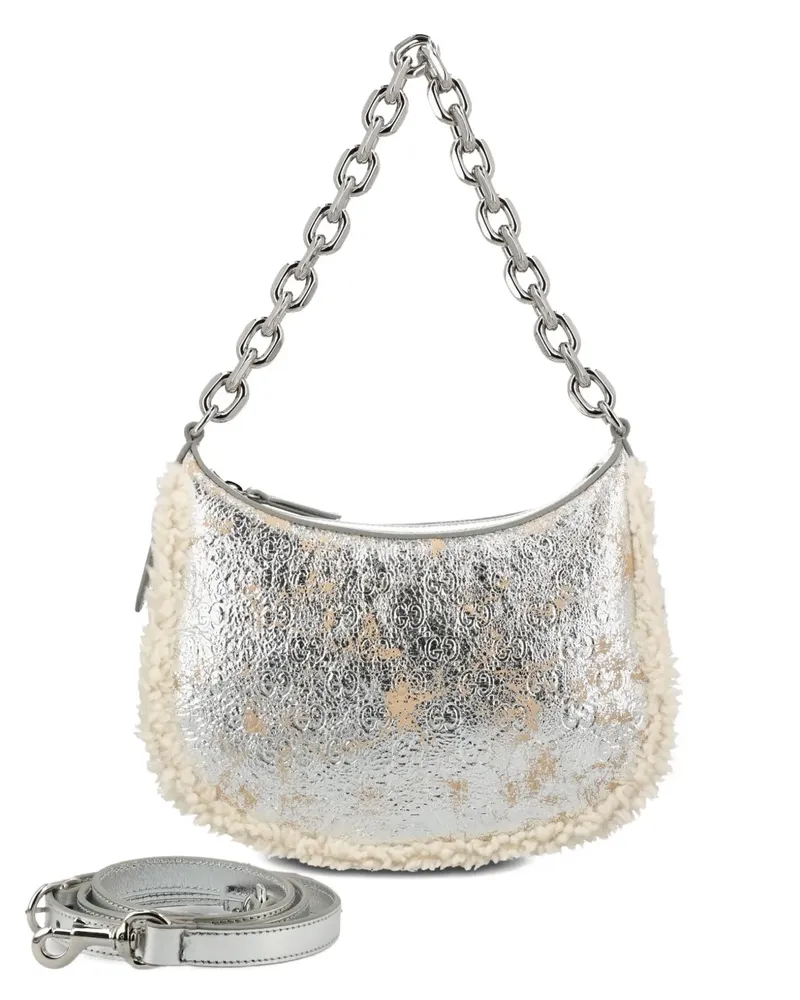 Gucci Mittelgroße GG Emblem Schultertasche - Silber Silber