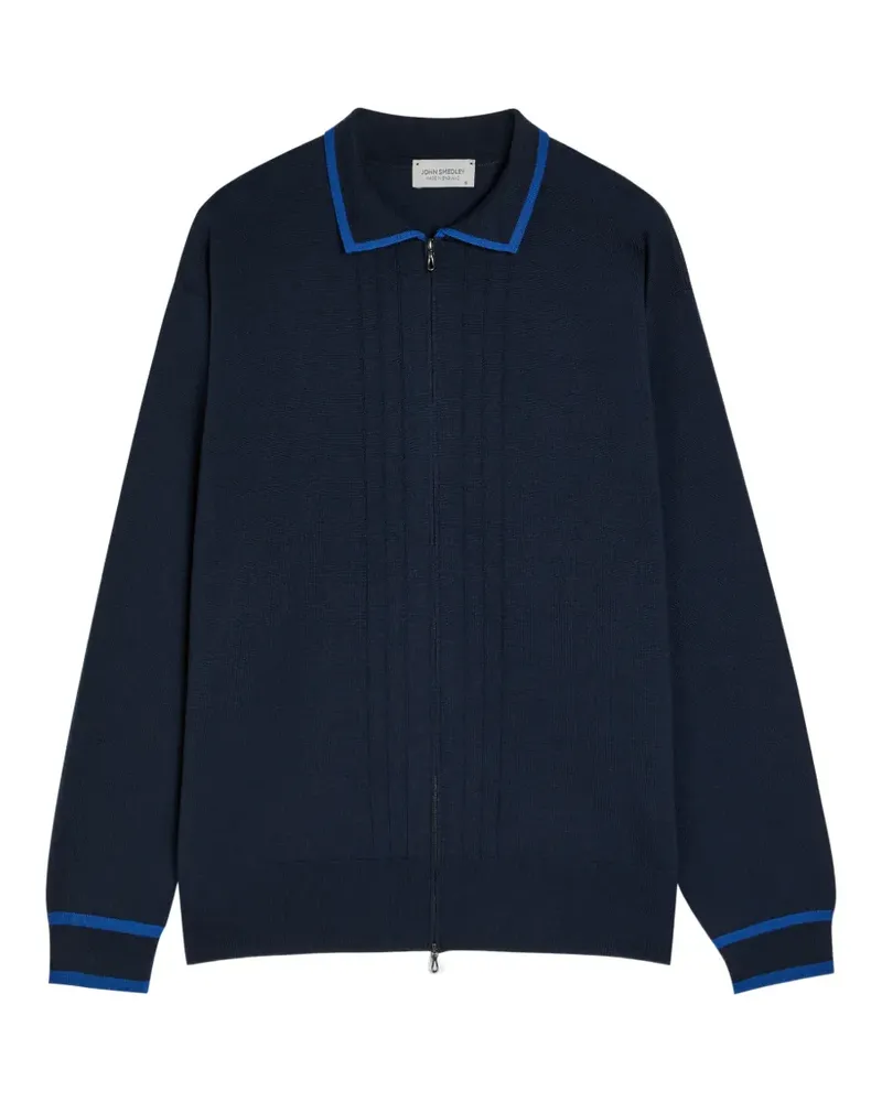 John Smedley Albie contrast-trim zip-up cardigan - Blau Blau