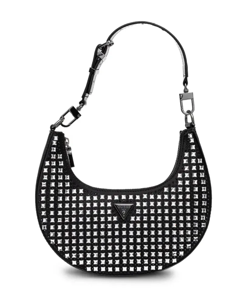 Guess Halbrunde Schultertasche mit Nieten - Schwarz Schwarz