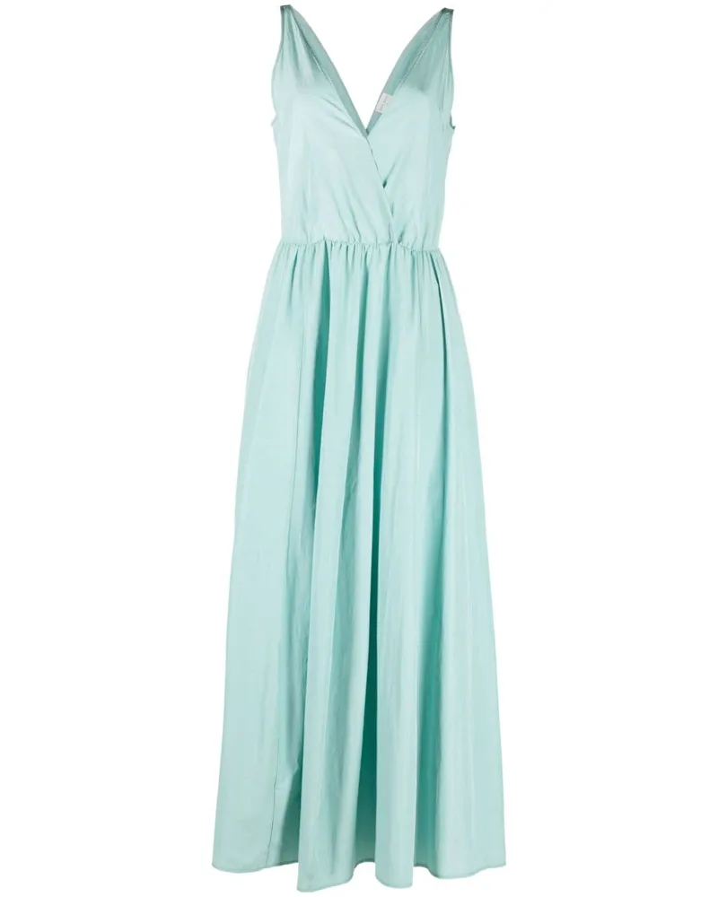 forte_forte Maxikleid mit V-Ausschnitt - Blau Blau