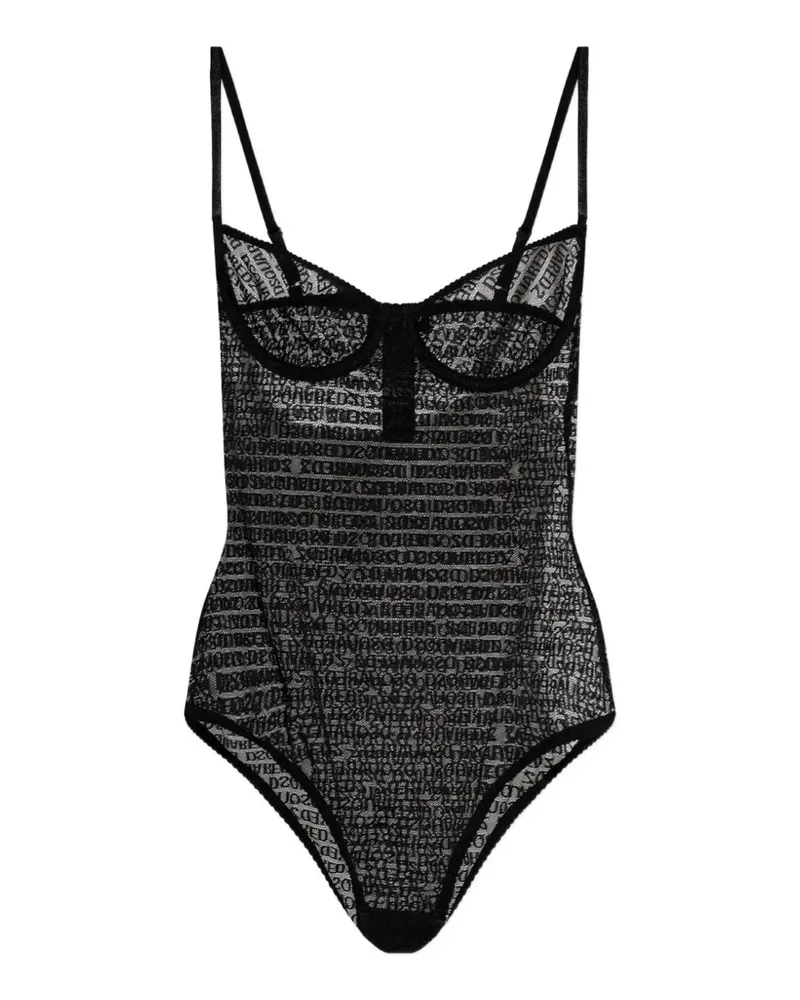 Dsquared2 Spitzenbody mit Logo - Schwarz Schwarz
