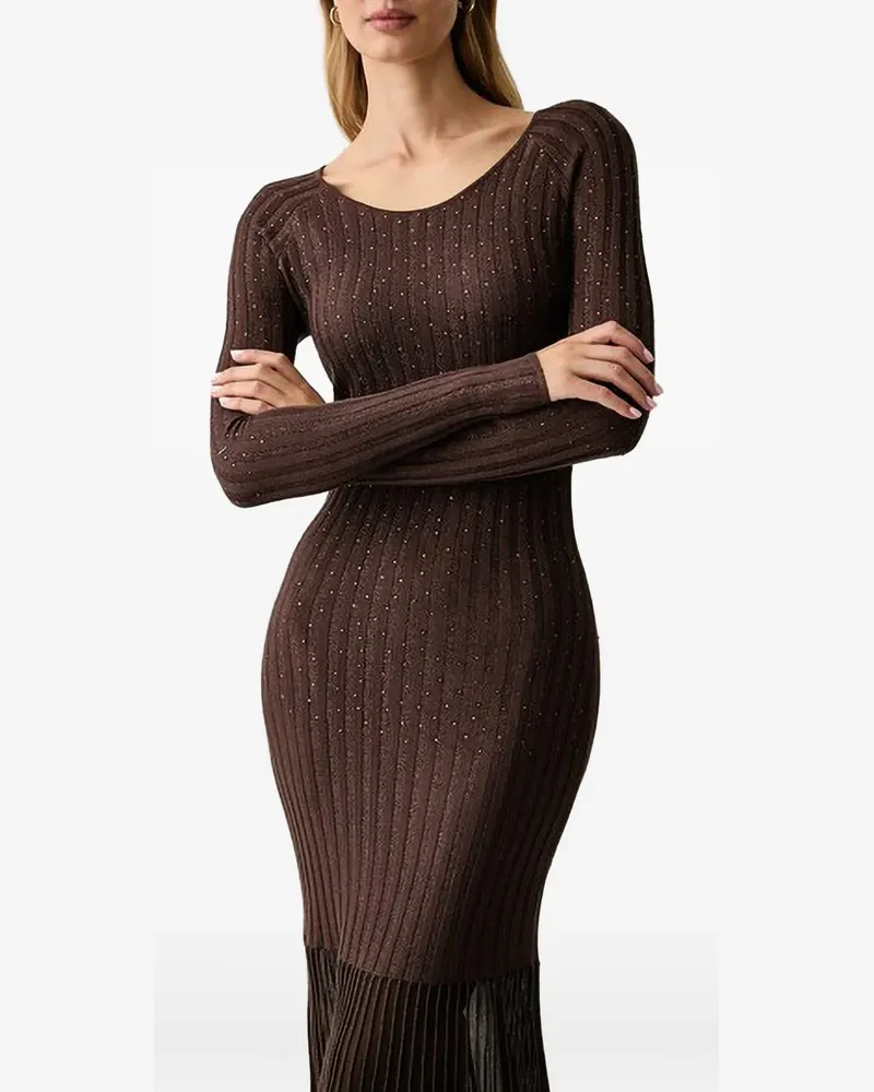 Guess Perilla rhinestone-embellished pleated-skirt maxi dress - Braun Braun