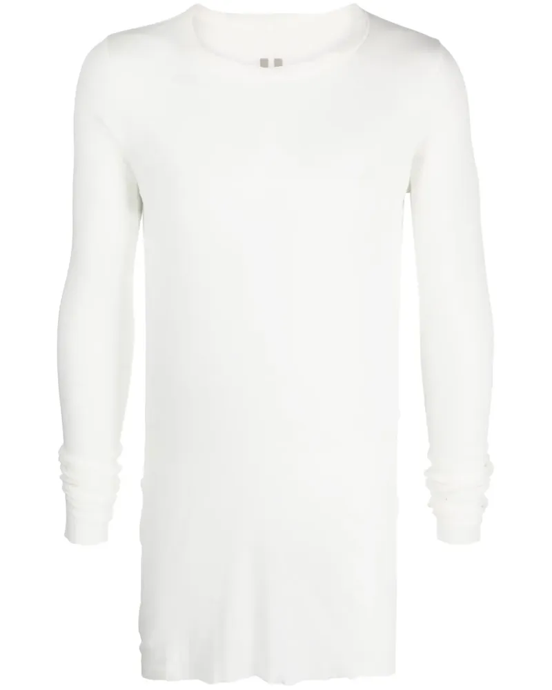 Rick Owens Fein geripptes Langarmshirt - Weiß Weiß