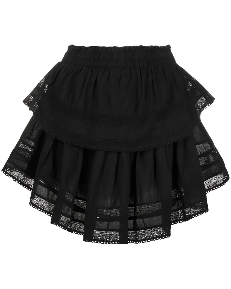 LoveShackFancy Gerüschter Minirock - Schwarz Schwarz