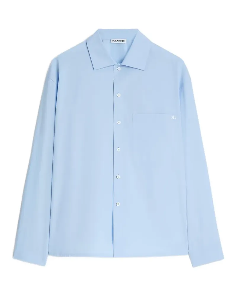 Jil Sander Hemd mit Logo-Stickerei - Blau Blau