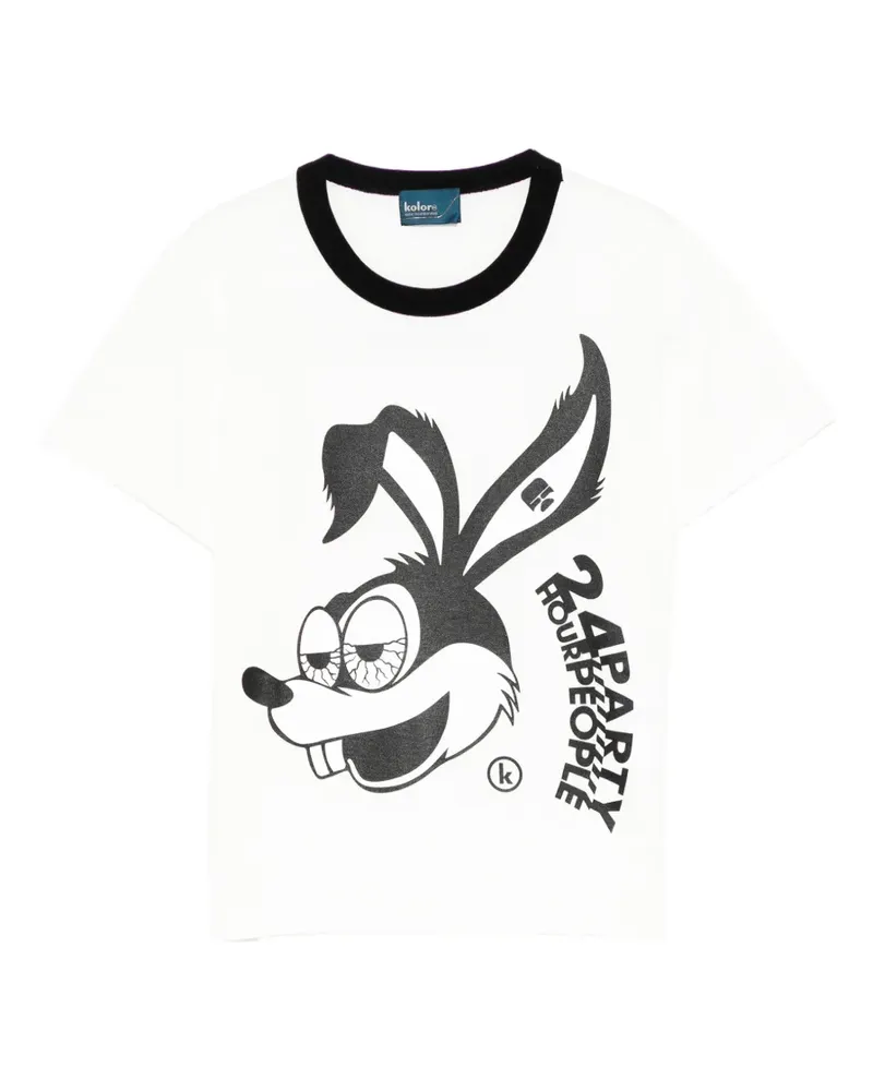 kolor T-Shirt mit Print - Weiß Weiß