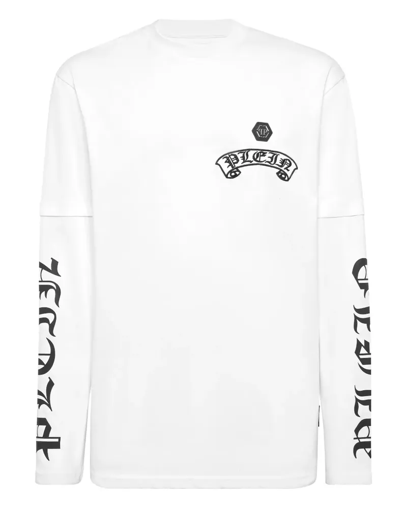 Philipp Plein Langarmshirt mit Logo-Print - Weiß Weiß
