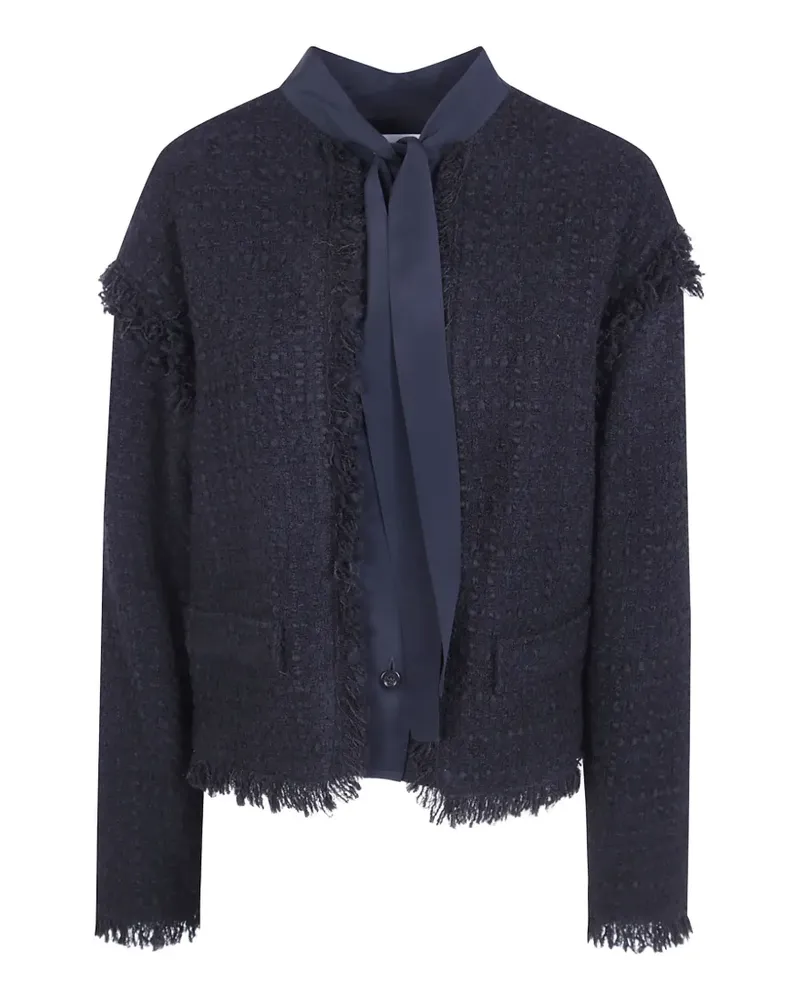 Mantù Boucle-Jacke mit Fransen - Blau Blau
