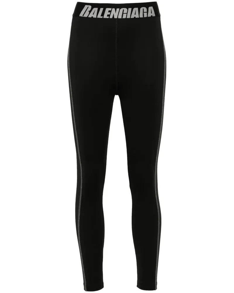 Balenciaga Leggings mit Logo-Bund - Schwarz Schwarz