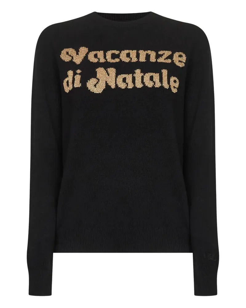 MC2 Saint Barth Pullover mit Jacquard-Schriftzug - Schwarz Schwarz