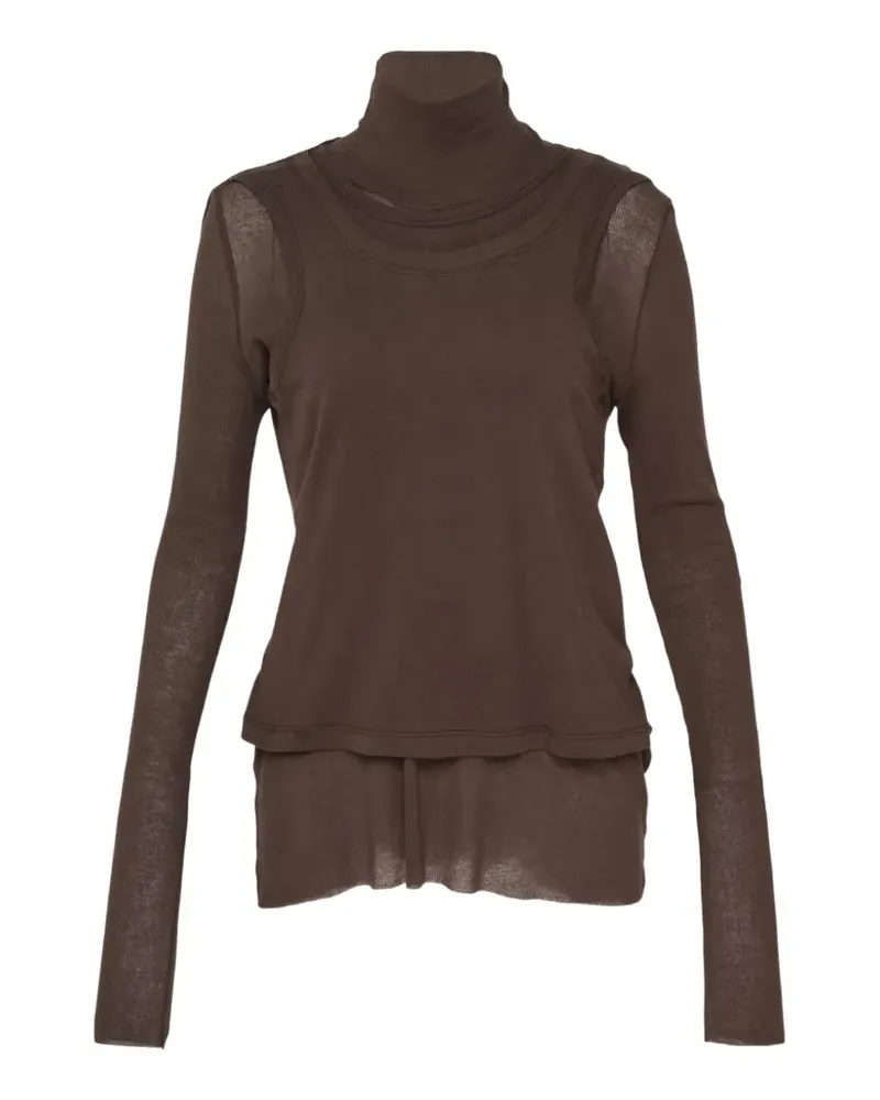 Melitta Baumeister Rollkragenoberteil im Layering-Look - Braun Braun