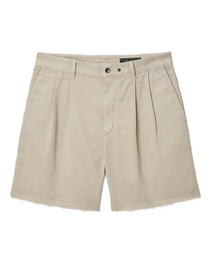 Rag & Bone pleated frayed-hem shorts - Nude Nude