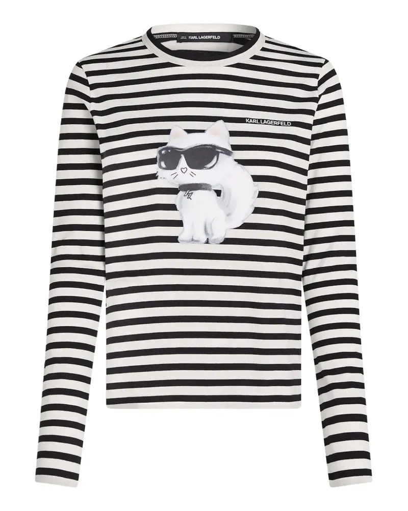 Karl Lagerfeld Ikon Choupette striped top - Weiß Weiß
