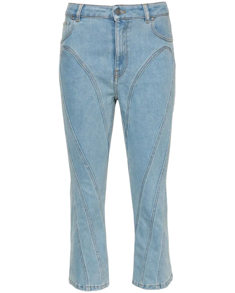 Thierry Mugler Cropped-Jeans mit hohem Bund - Blau Blau