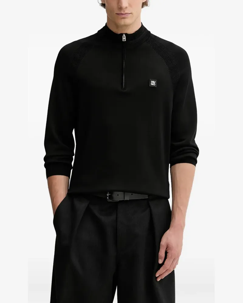 HUGO BOSS raglan-sleeve polo shirt - Schwarz Schwarz