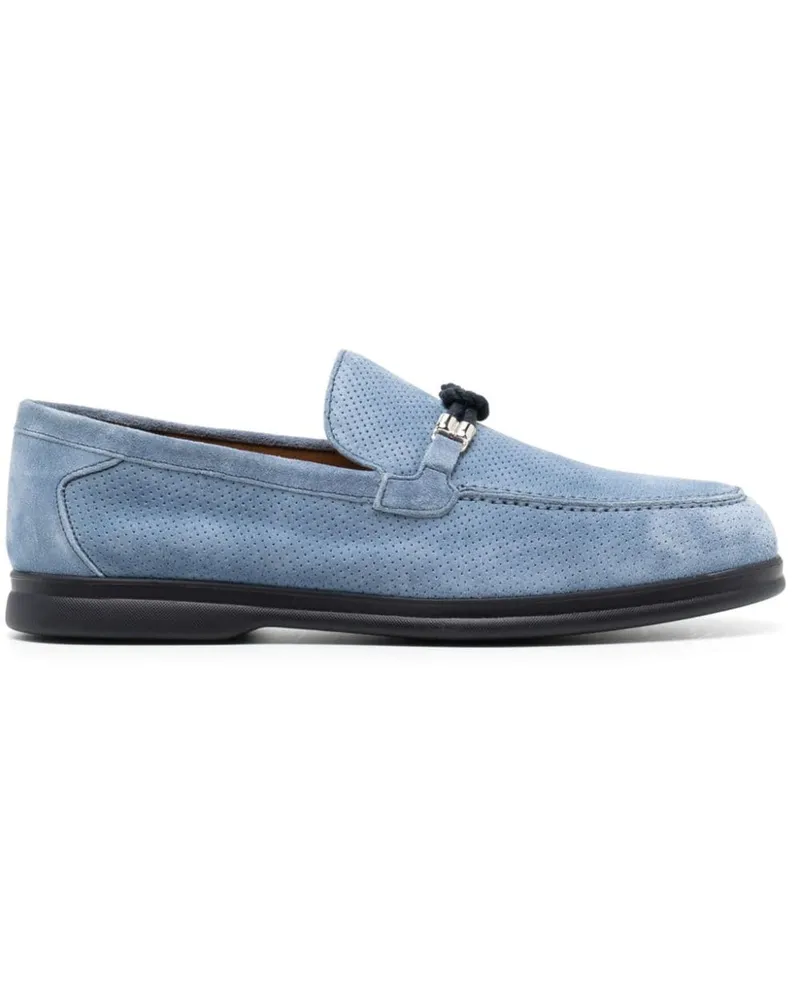 Doucal´s Perforierte Loafer aus Wildleder - Blau Blau
