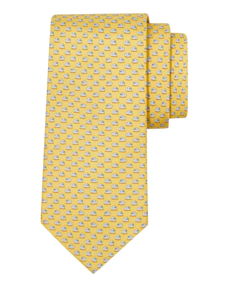 Ferragamo Seidenkrawatte mit Enten-Print - Gelb Gelb