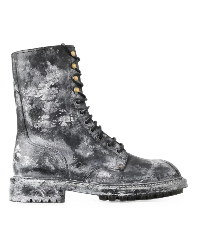 Dolce & Gabbana Lederstiefel im Distressed-Look - Schwarz Schwarz