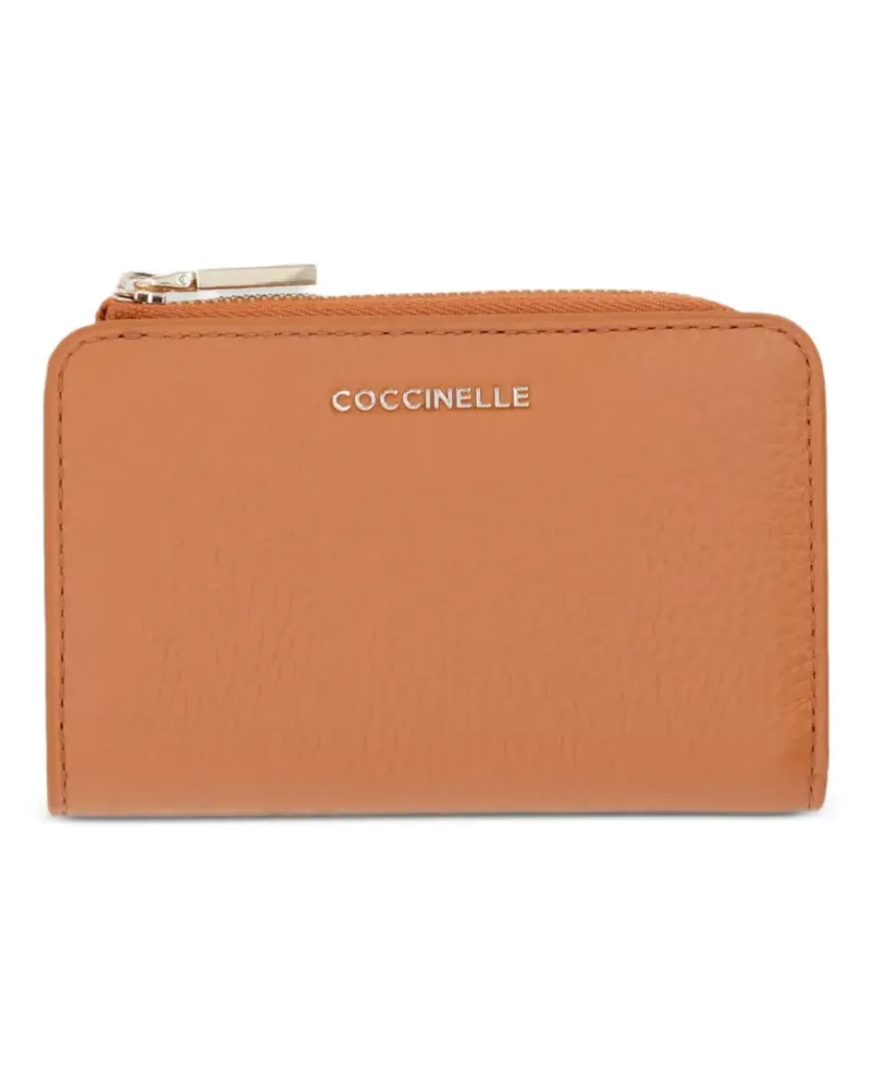 Coccinelle Kleines Metallic Portemonnaie mit Logo-Schriftzug - Orange Orange