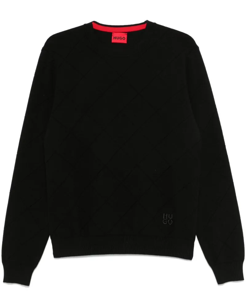 HUGO BOSS Pullover mit Logo-Stickerei - Schwarz Schwarz