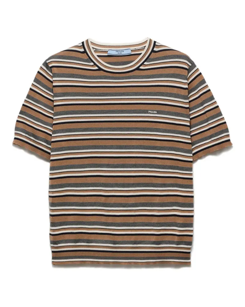 Prada Gestreiftes T-Shirt - Braun Braun