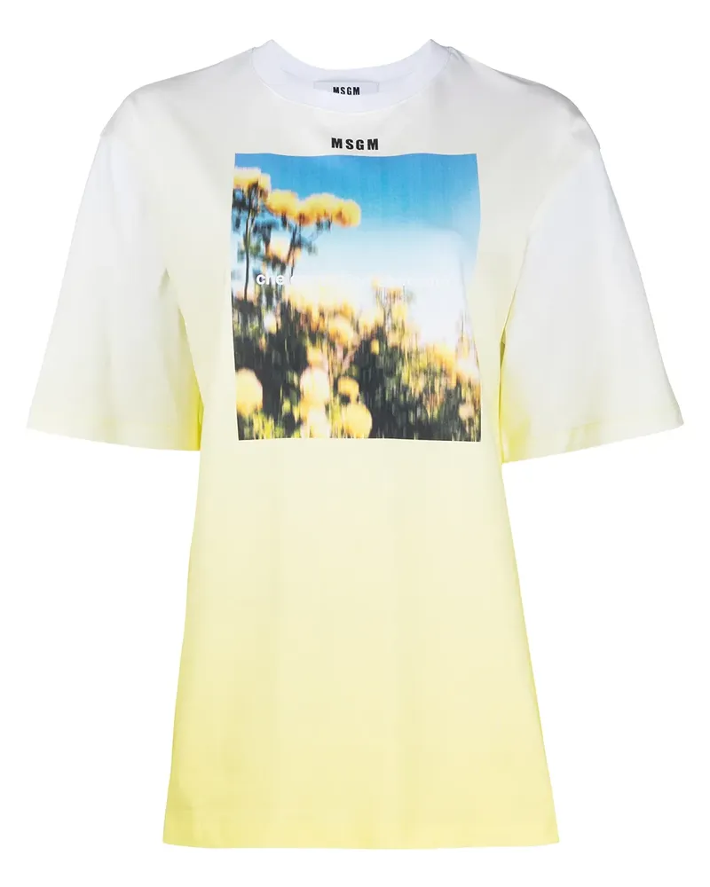 MSGM T-Shirt mit Logo-Print - Gelb Gelb