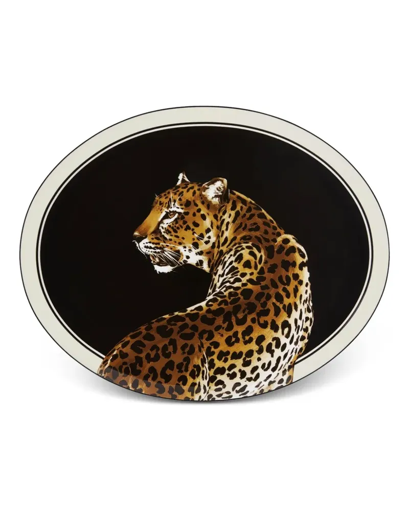 Dolce & Gabbana Porzellanteller mit Leoparden-Print - Schwarz Schwarz