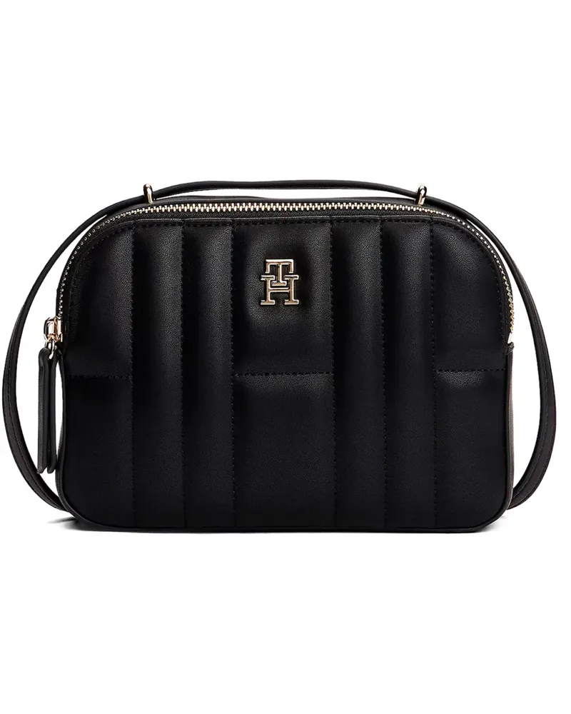 Tommy Hilfiger Gesteppte Schultertasche mit Logo - Schwarz Schwarz