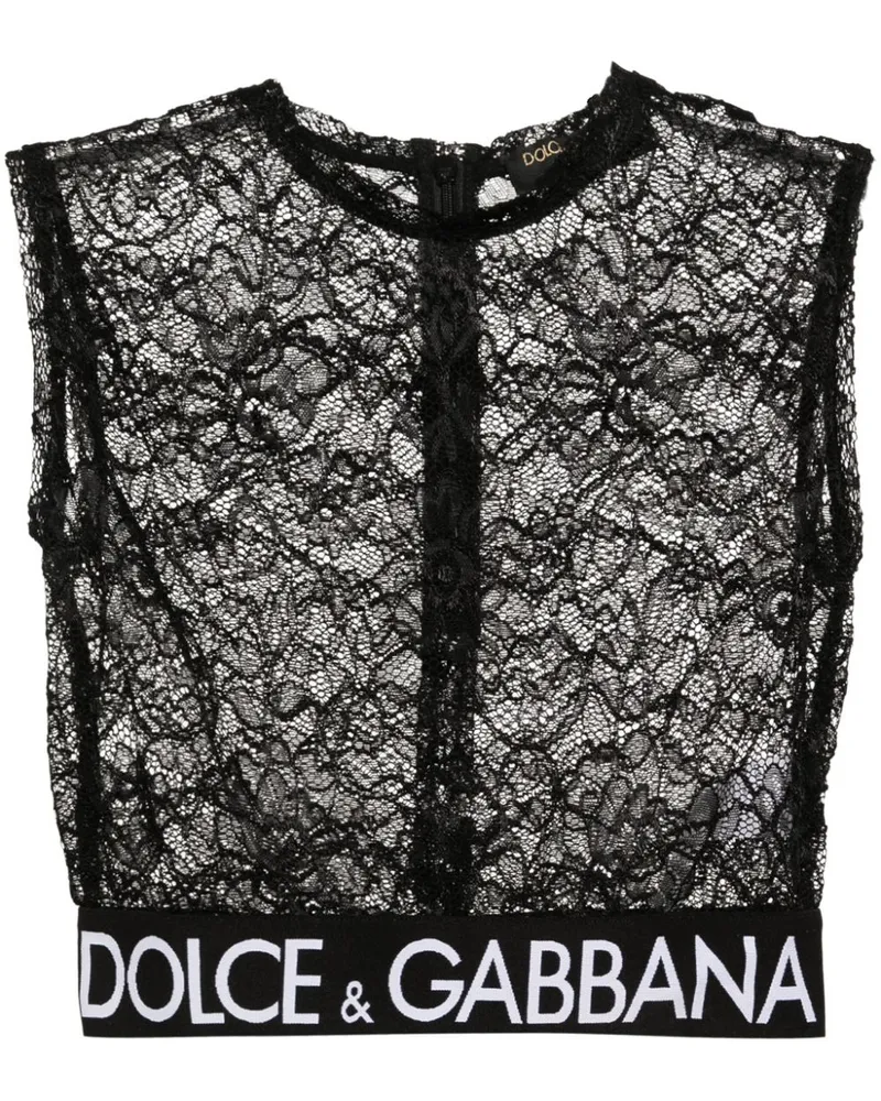 Dolce & Gabbana Cropped-Oberteil aus Logo-Jacquard - Schwarz Schwarz