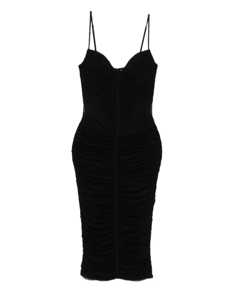 Blumarine Gerafftes Midikleid - Schwarz Schwarz