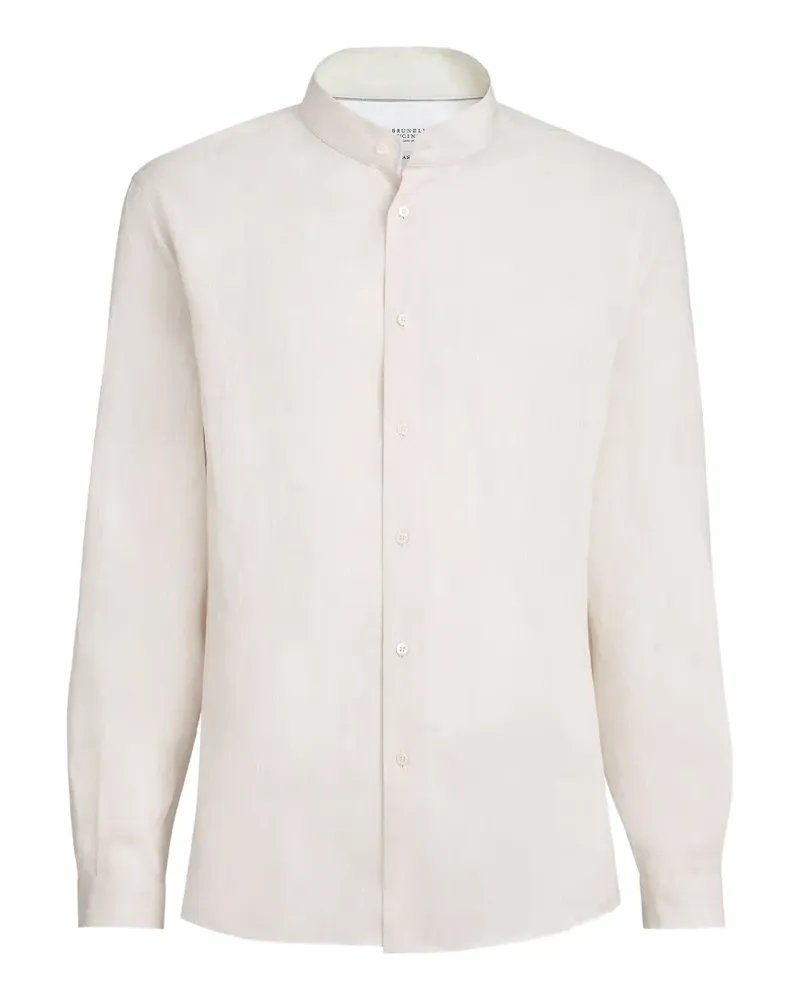 Brunello Cucinelli Einfach geschnittenes Hemd aus Leinen mit Mandarinkragen - Nude Nude