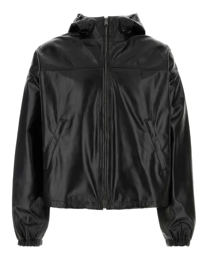 Fendi Lederjacke mit Kapuze - Schwarz Schwarz