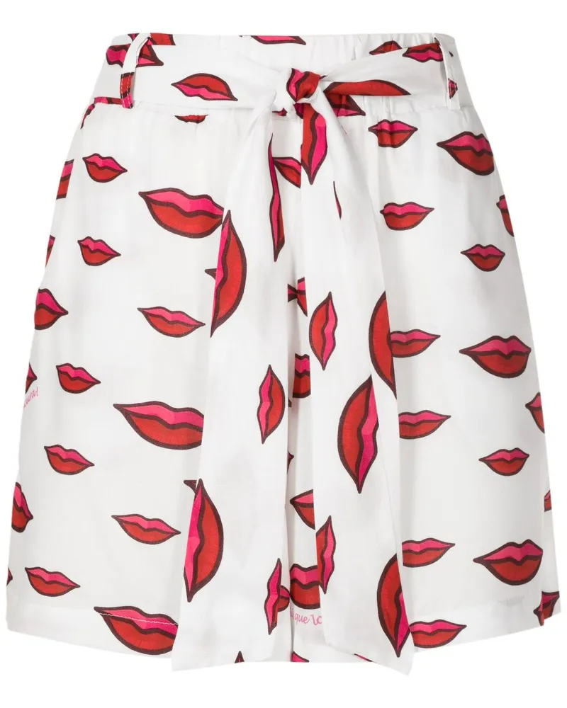 Amir Slama Shorts mit Lippen-Print Weiß