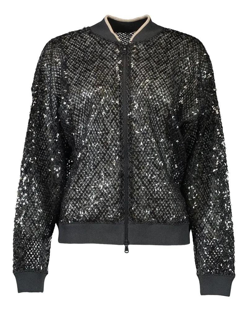 Brunello Cucinelli sequin-knitted bomber jacket - Schwarz Schwarz