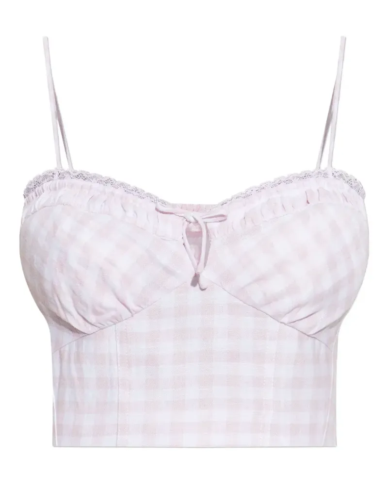 LoveShackFancy Amorana Oberteil mit Vichy-Karo - Rosa Rosa