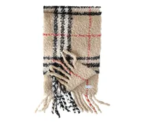 Karierter Schal mit Fransen - Nude