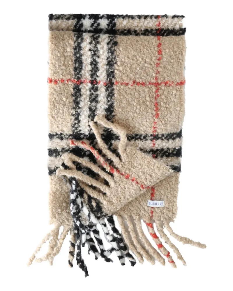 Burberry check-pattern fringed scarf - Nude Nude