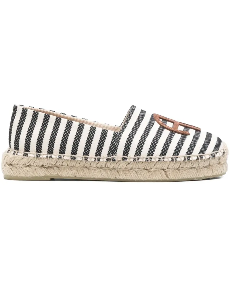 Anine Bing Gestreifte Paloma Logo-Espadrilles - Schwarz Schwarz