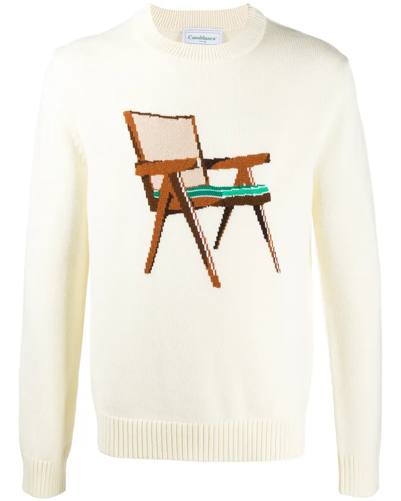 Casablanca Paris Intarsien-Pullover mit Stuhl - Nude Nude