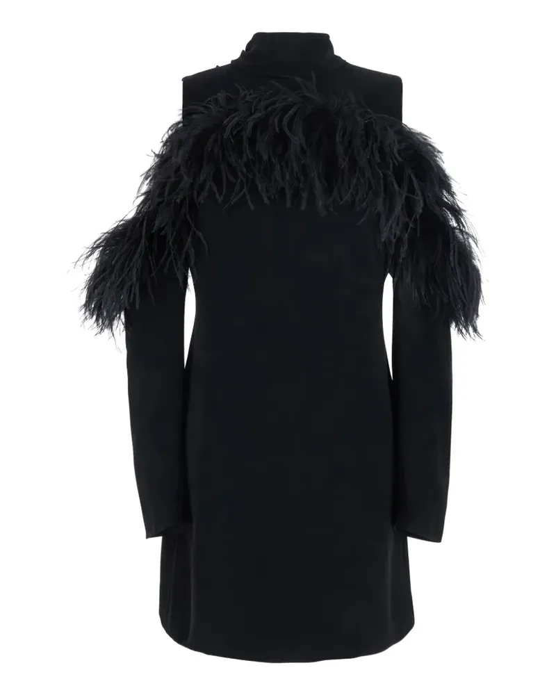 P.A.R.O.S.H. P.A.R.O H. feather-trim cold-shoulder mini dress - Schwarz Schwarz