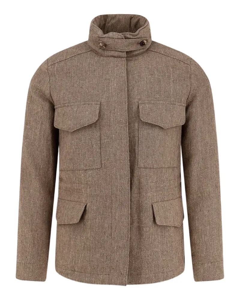 Loro Piana high-neck flap-pocket jacket - Braun Braun