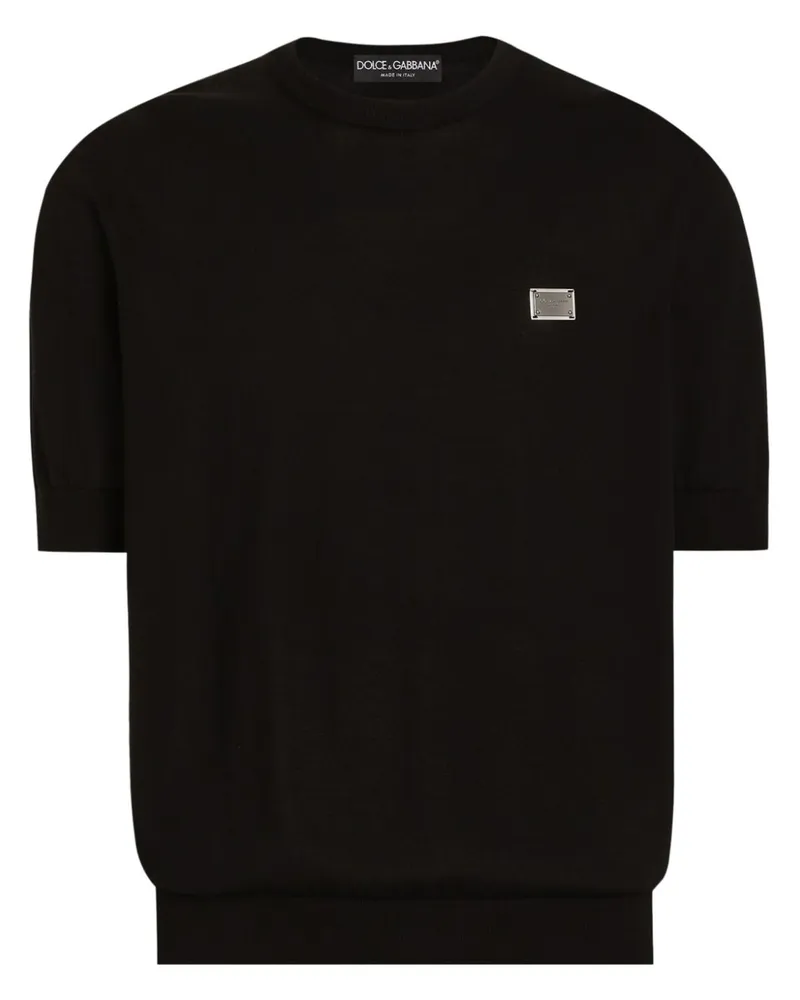 Dolce & Gabbana T-Shirt mit Logo-Schild - Schwarz Schwarz