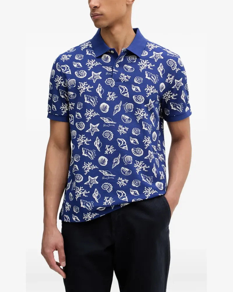 Gant seashell-print polo shirt - Blau Blau