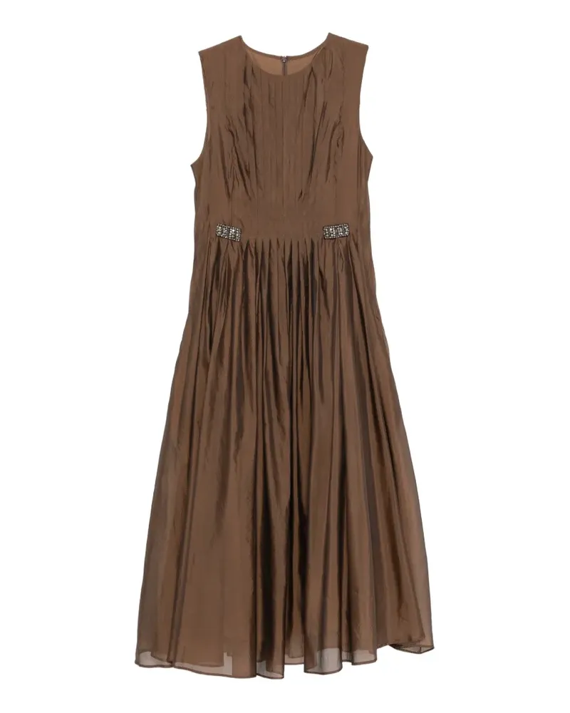 Max Mara Kristallverziertes Stmwally Kleid mit Falten - Braun Braun