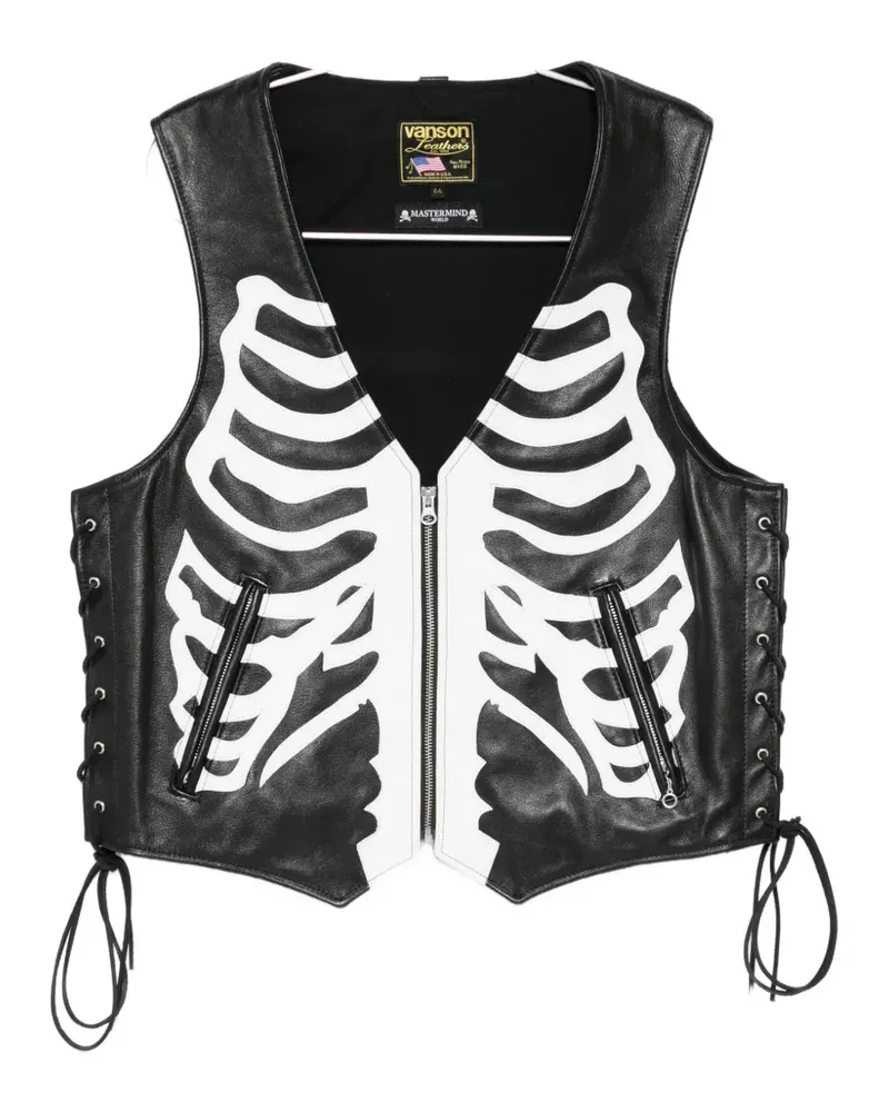 Mastermind World x Vanson skeleton leather vest - Schwarz Schwarz