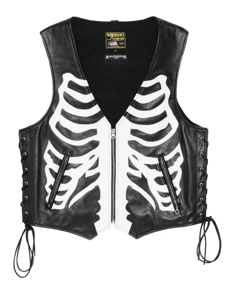 Mastermind World x Vanson skeleton leather vest - Schwarz Schwarz